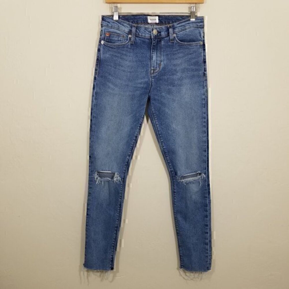 Hudson NATALIE Midrise Ankle Super Skinny Distressed Stretch Jeans Blue Size 29